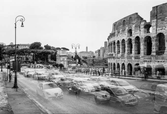 Kolosseum, Konstantinsbogen, Blickrichtung Forum Romanum